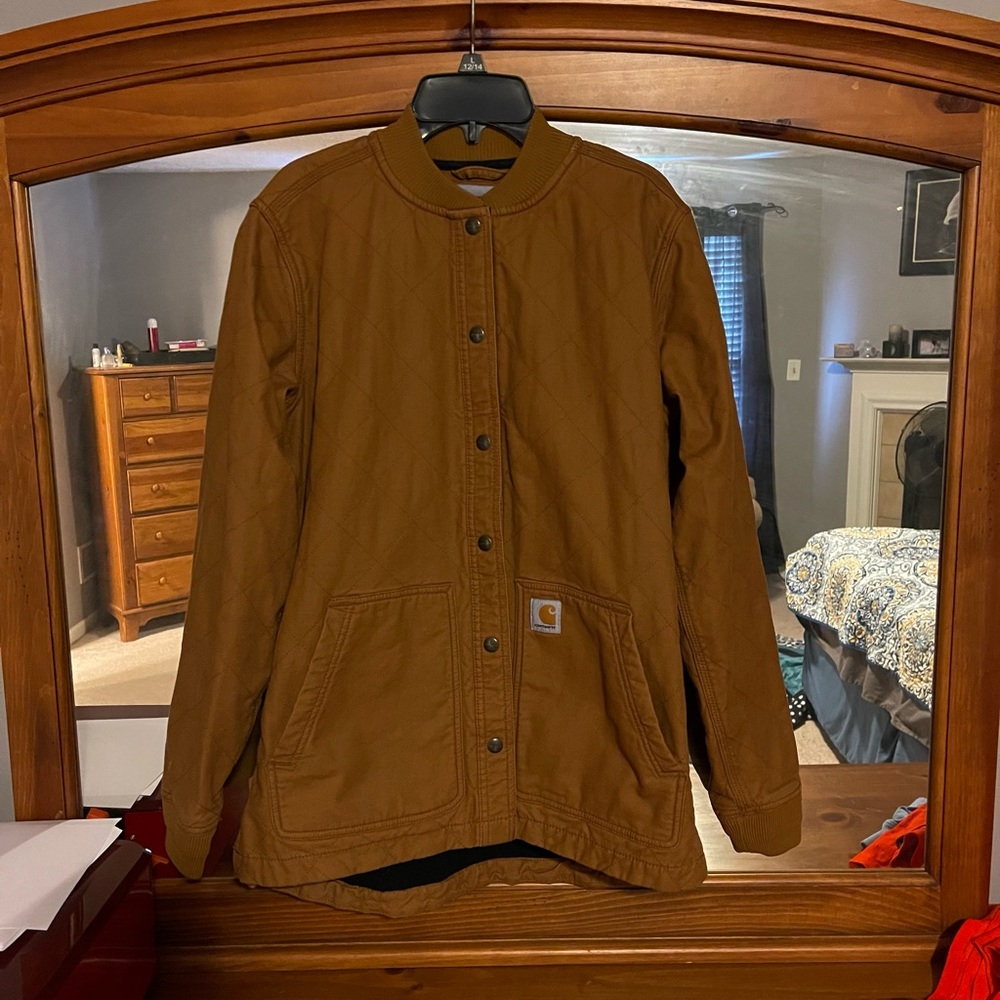 NWOT Carhartt Brown Canvas Fleece Lined Jacket♥️♥️